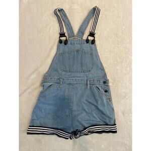 TRUE BLUE Women's Sleeveless Denim Romper Shorts Large Blue Adjustable Strap